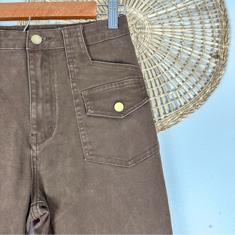 Cider Last Autumn Chocolate Brown High Waist Classic Straight Leg Trousers - Picture 6 of 13